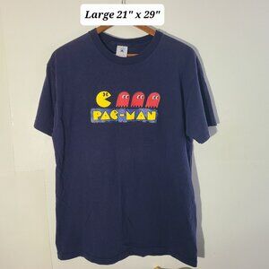 Vintage 90s Pac-man Blue Large T-Shirt Single Stitch Made in USA